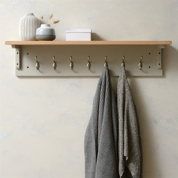 Chester Dove Grey 7 Hook Coat Rack The Cotswold Company - Wall Mounted Coat Hooks With Shelf Grey