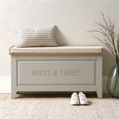 Chester Dove Grey Large Shoe Storage Trunk and Bench
