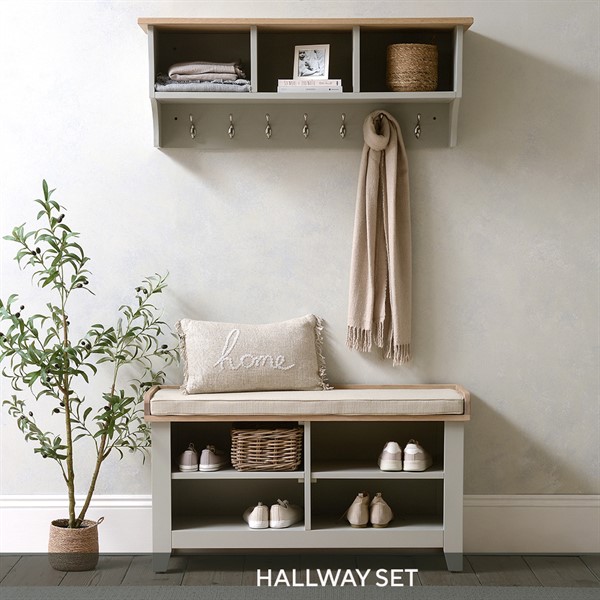 Chester Dove Grey Hallway Shoe Bench Set - The Cotswold Company