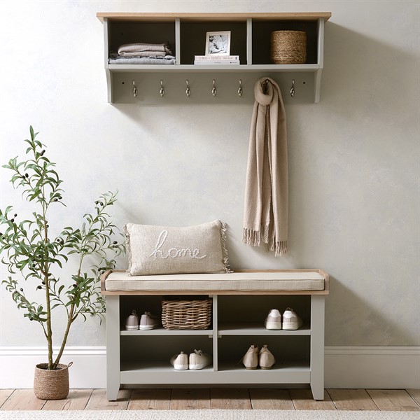 Chester Dove Grey Hallway Shoe Bench Set - The Cotswold Company