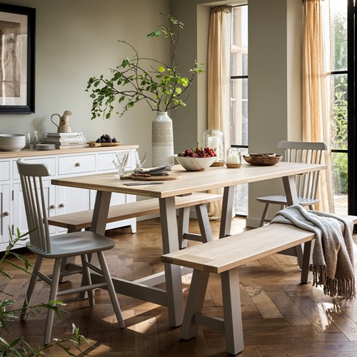 Chester Dove Grey 6 Seater Trestle Dining Table