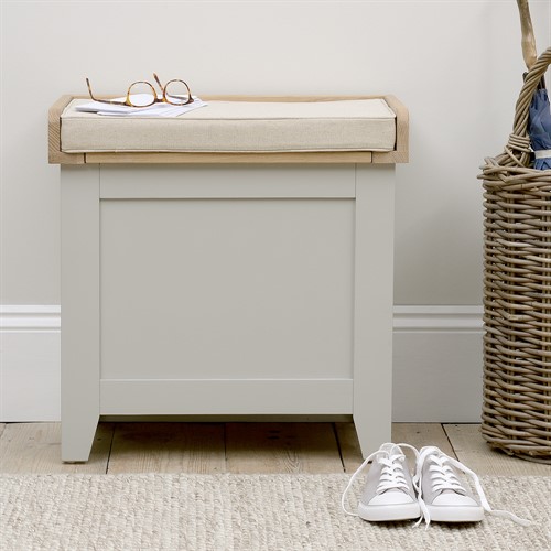 Chester Dove Grey Small Shoe Storage Trunk Bench