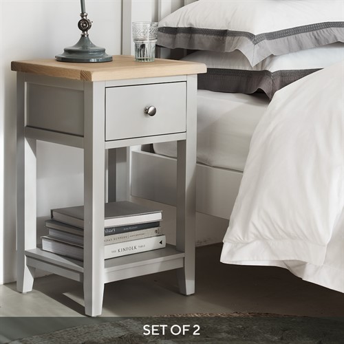 Chester Dove Grey Pair of 1 Drawer Bedside Tables