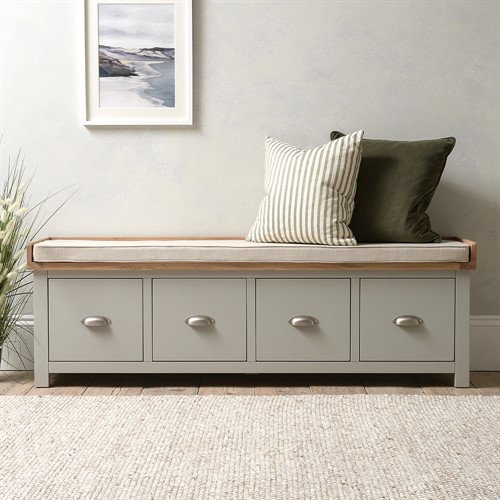 Sussex Dove Grey Four Drawer Shoe Bench with Cushion