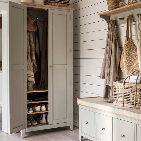 Chester Dove Grey 2 Door Hallway Cupboard - The Cotswold Company