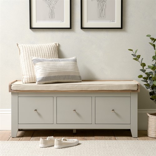 Chester Dove Grey 3 Drawer Shoe Bench