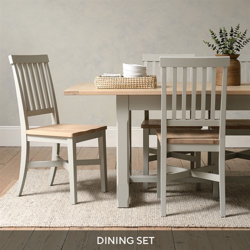 Chester Dove Grey 6-10 Seater Dining Table and 6 Dining Chairs