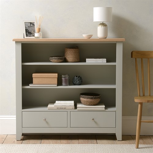 Chester Dove Grey Small Bookcase With Drawers