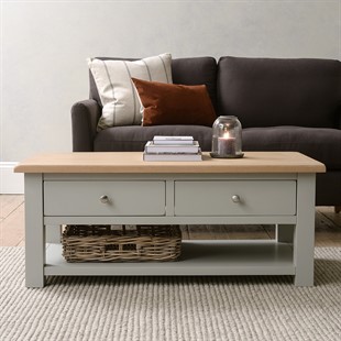 Chester Dove Grey Coffee Table With Drawers