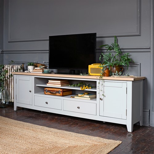 Chester Dove Grey Extra Large TV Stand with Drawers