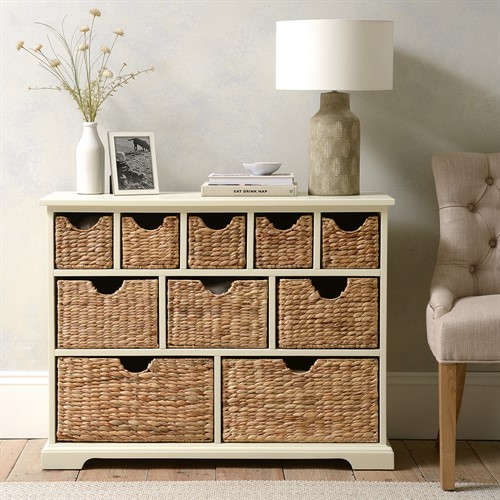Farmhouse Painted 10 Drawer Merchants Chest - Ivory