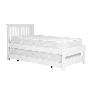 Pensham Pure White Guest Bed and Trundle with Two Mattresses - White