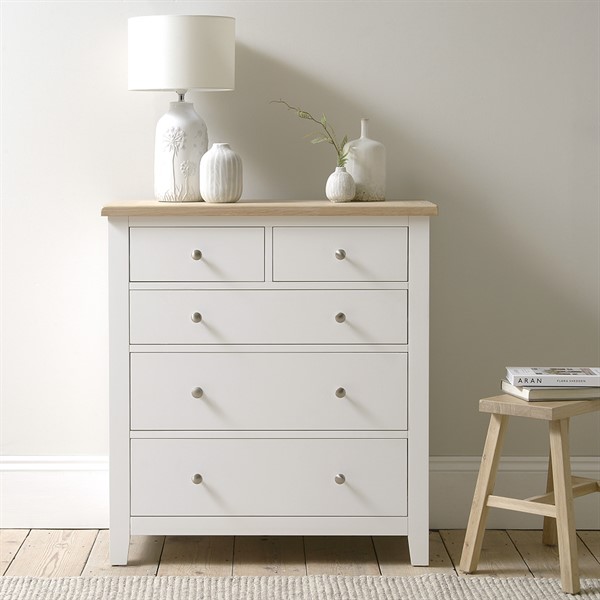 Chester Pure White 2+3 Chest of Drawers - The Cotswold Company