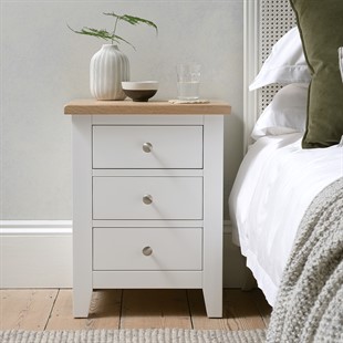 Chester Pure White 3 Drawer Bedside Table