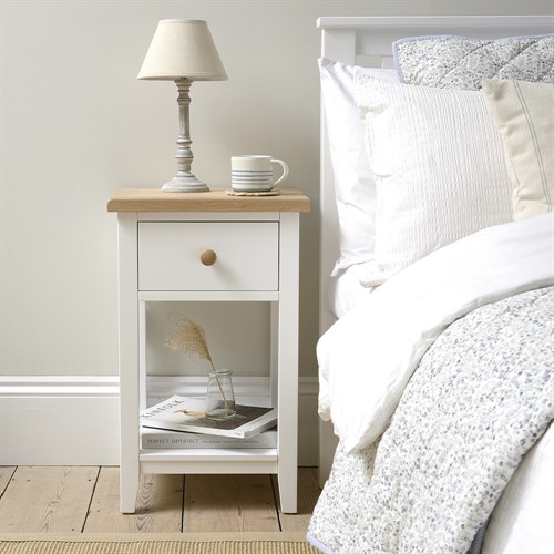 Chester Pure White 1 Drawer Bedside Table