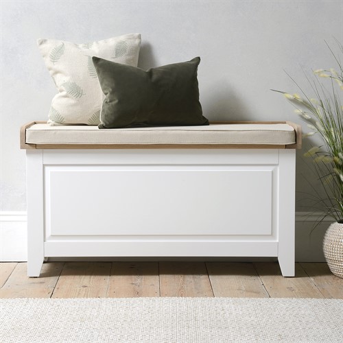 Chester Pure White Large Shoe Storage Trunk and Bench
