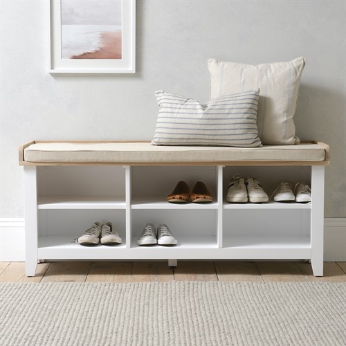 Chester Pure White Large Open Shoe Bench