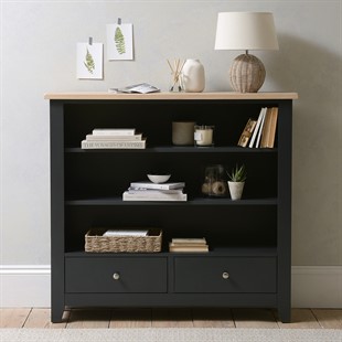 Chester Charcoal Low and Wide Bookcase