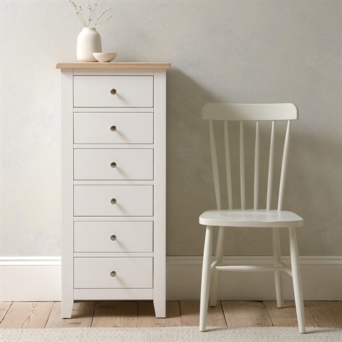Chester Pure White 6 Drawer Tallboy