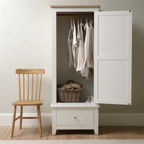Chester Pure White Single Wardrobe