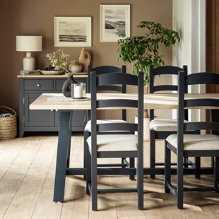 Chester Charcoal Trestle Table and 6 Charcoal Ladderback Chairs