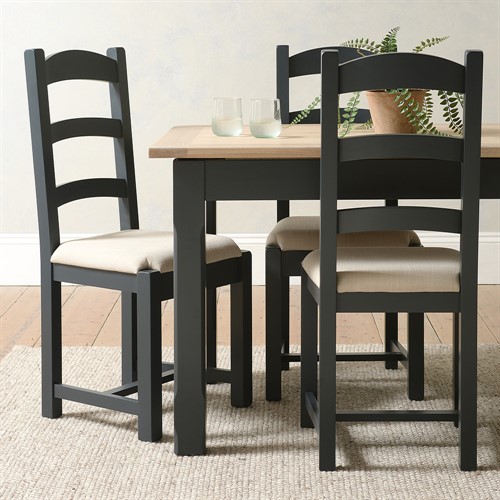Chester Charcoal 4-6 Seater Extending Dining Table and 4 Ladderback Dining Chairs