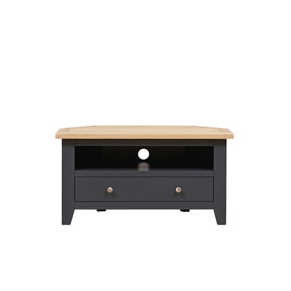 Chester Charcoal Small Corner TV Stand The Cotswold Company