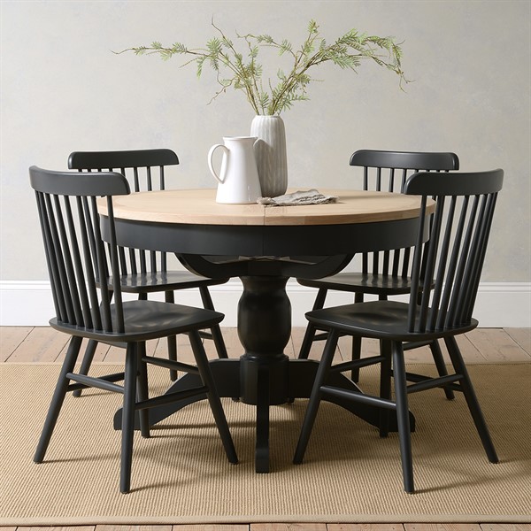 Chester Charcoal 4-6 Seater Round Extending Dining Table - The Cotswold ...