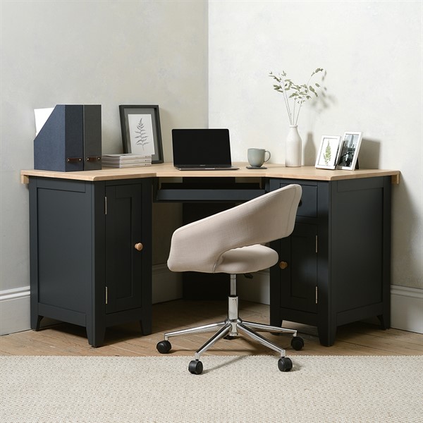 Chester Charcoal Corner Desk - The Cotswold Company