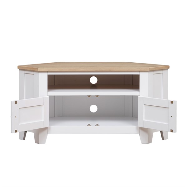 Chester Pure White Large Corner TV Unit Up to 55" The Cotswold Company