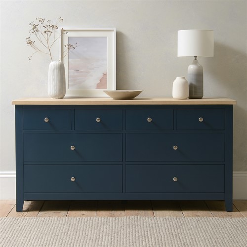 Chester Midnight Blue 8 Drawer Wide Chest