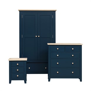Chester Midnight Blue Bedroom Set with Double Wardrobe