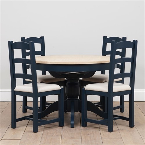 Chester Midnight Blue 4-6 Seater Round Extending Dining Table