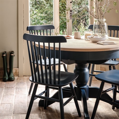 Chester Midnight Blue 4-6 Seater Round Extending Dining Table