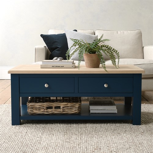 Chester Midnight Blue Coffee Table With Drawers