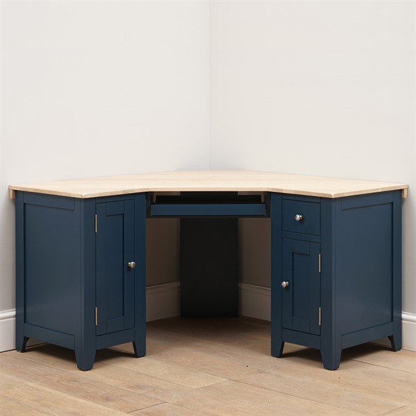 Chester Midnight Blue Corner Desk The Cotswold Company