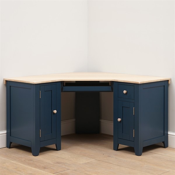 Chester Midnight Blue Corner Desk The Cotswold Company