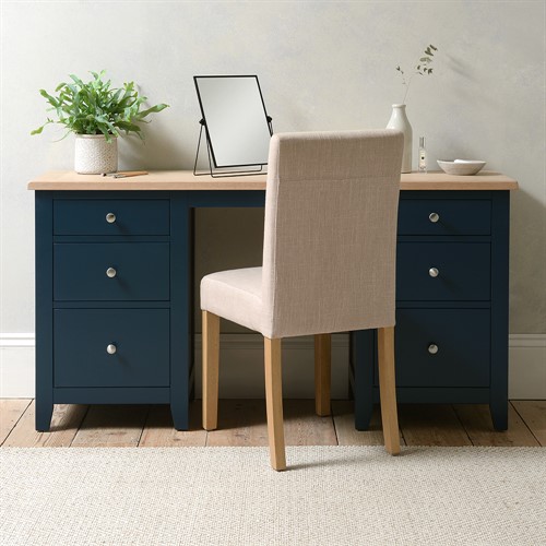 Chester Midnight Blue Double Pedestal Dressing Table