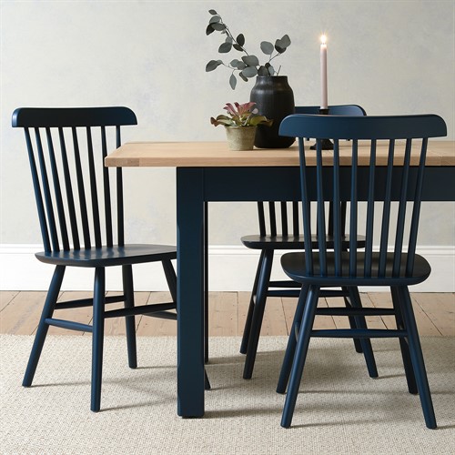 Chester Midnight Blue 132-162-192 Ext and 4 Spindleback Chairs - Midnight Blue