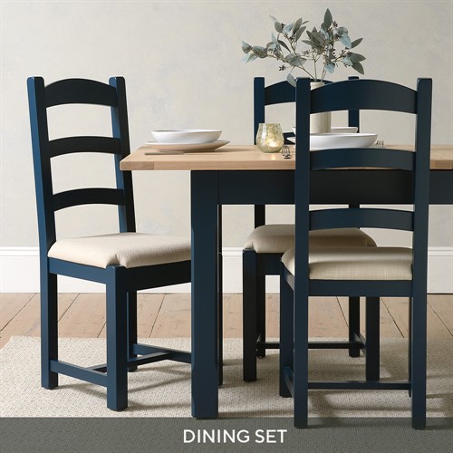 Chester Midnight Blue 132-162-192 Ext and 6 Ladderback Chairs - Midnight Blue