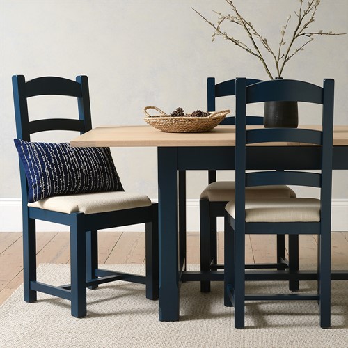Chester Midnight Blue 180-220-260 Ext and 6 Ladderback Chairs - Midnight Blue