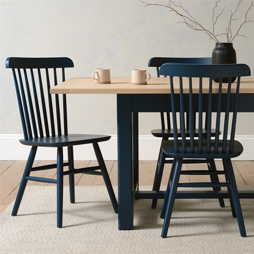 Chester Midnight Blue 180-220-260 Ext and 6 Spindleback Chairs - Midnight Blue