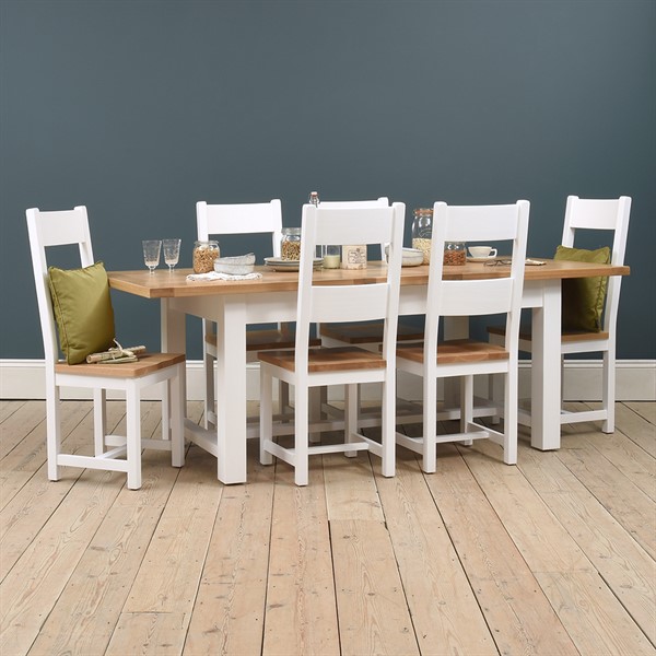 Snowshill White180 220 260cm Ext Table And 6 Chairs