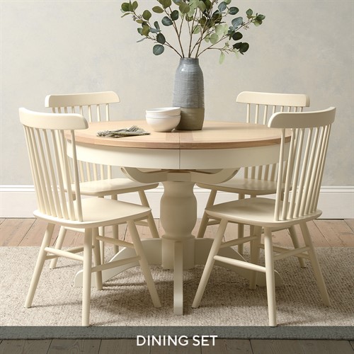 Chester Classic Cream Round Extending Dining Table and 4 Spindleback Chairs