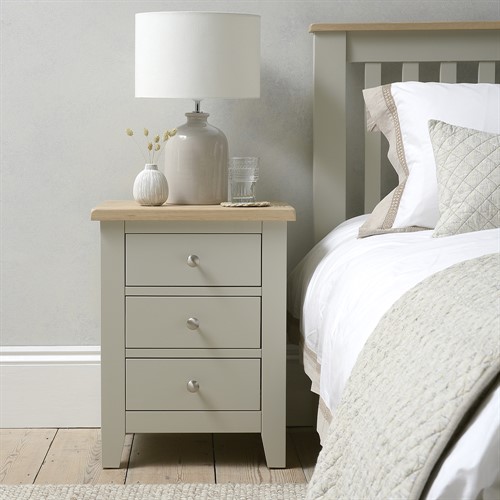 Chester Stone 3 Drawer Bedside Table