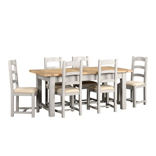 Chester Stone 180-220-260cm Ext. Table and 6 Chairs