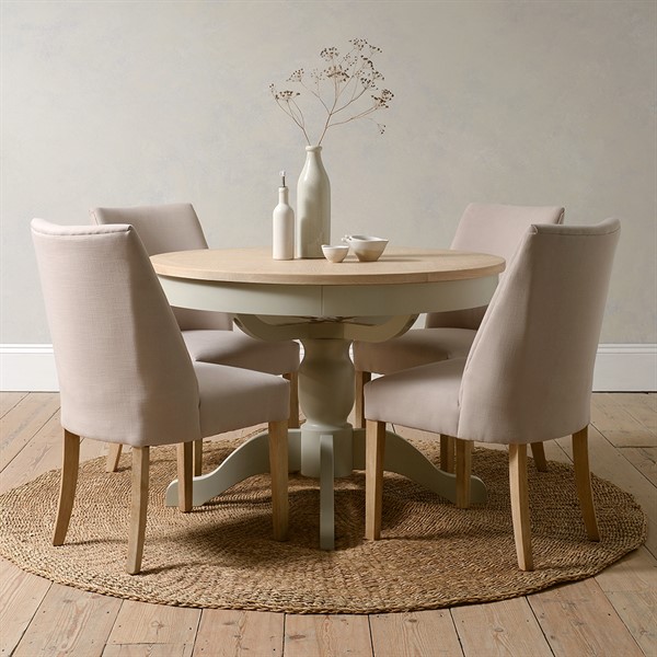 hudson white round extending dining table