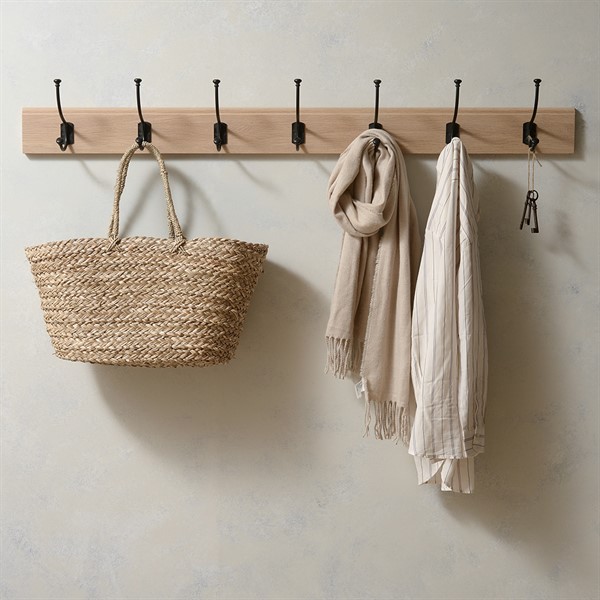 Chester Oak 7 Hook Coat Rack - The Cotswold Company