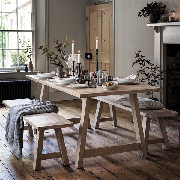 washed oak table and chairs