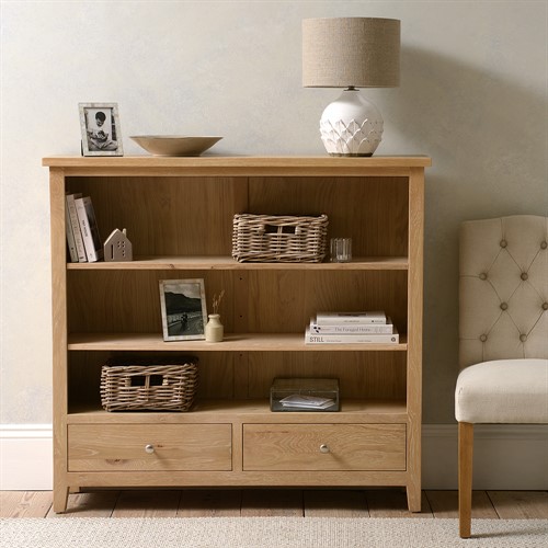 Inglesham Whitewash Oak Medium Bookcase with Drawers